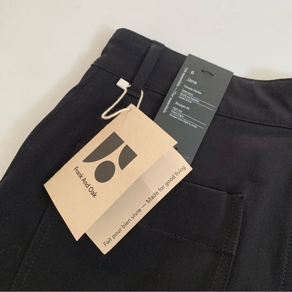 NWT Frank & Oak The Jane Straight Fit High Rise Pant in Black 6 - Picture 10 of 12